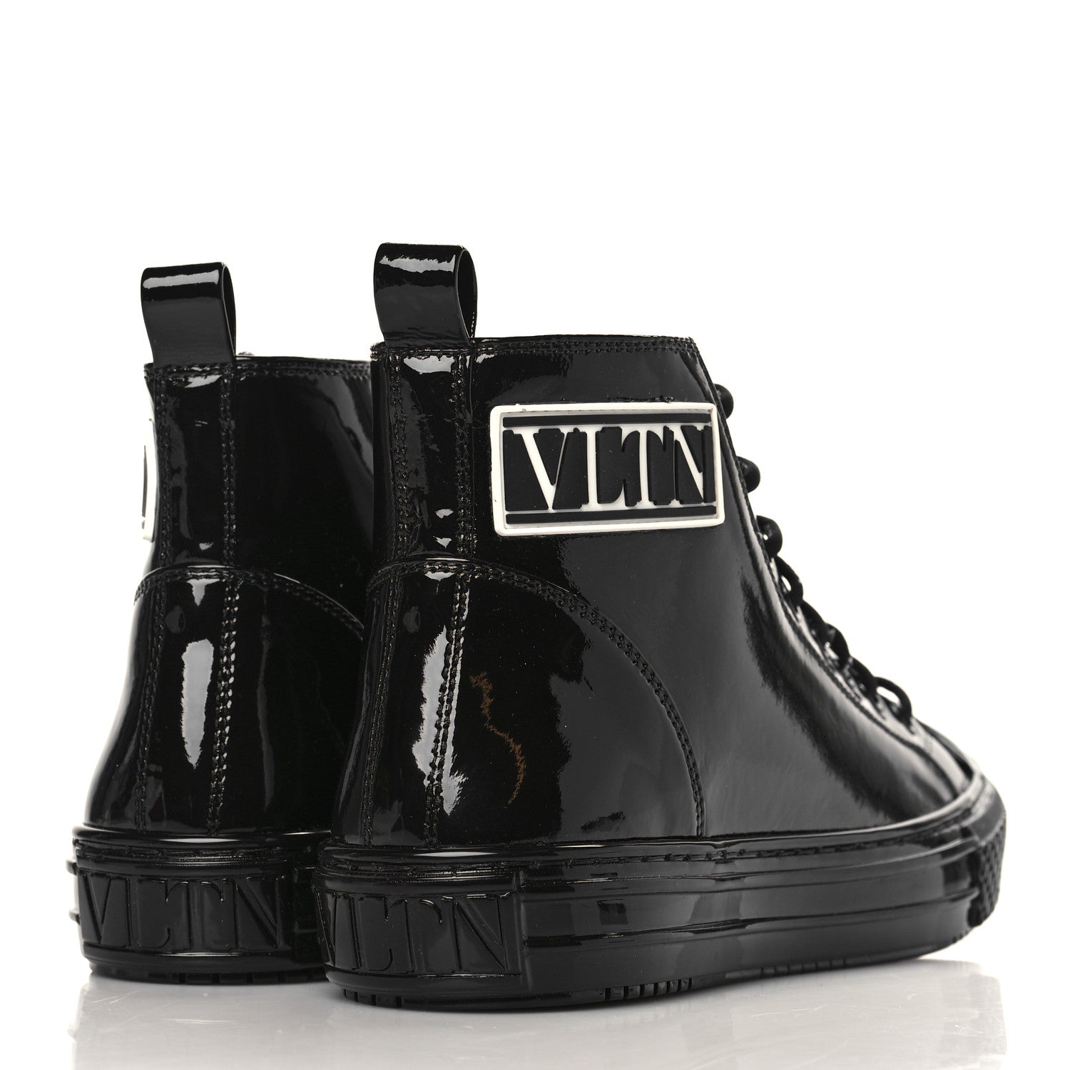 Valentino Garavani Patent Calfskin Womens VLTN High Top Sneakers 38 Black 4 of 9