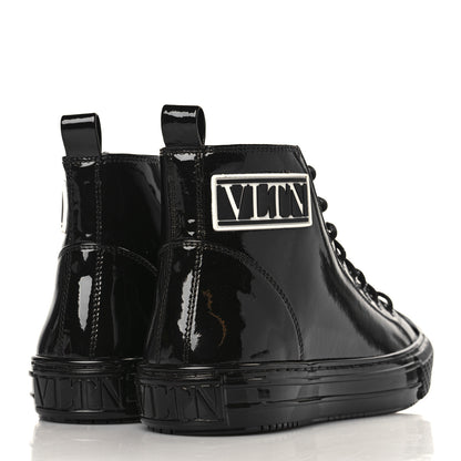 Valentino Garavani Patent Calfskin Womens VLTN High Top Sneakers 38 Black 4 of 9