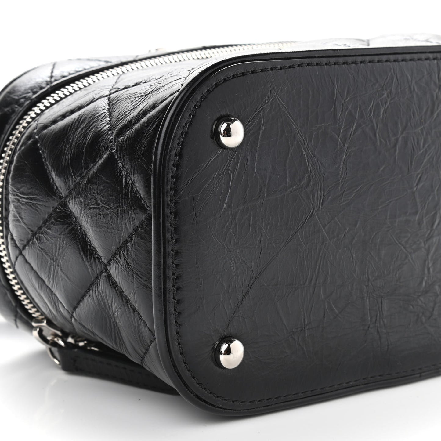 Crumpled Calfskin PVC Quilted Backpack Black