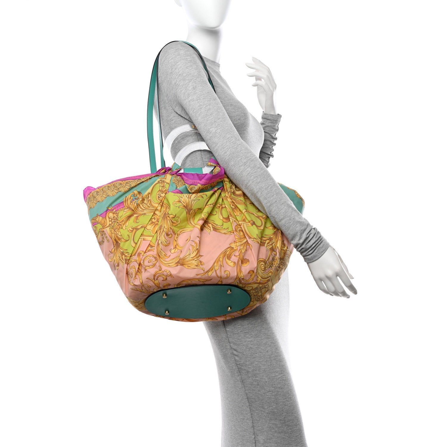 Versace Raffia Silk Basket Bag Multicolor 2 of 12