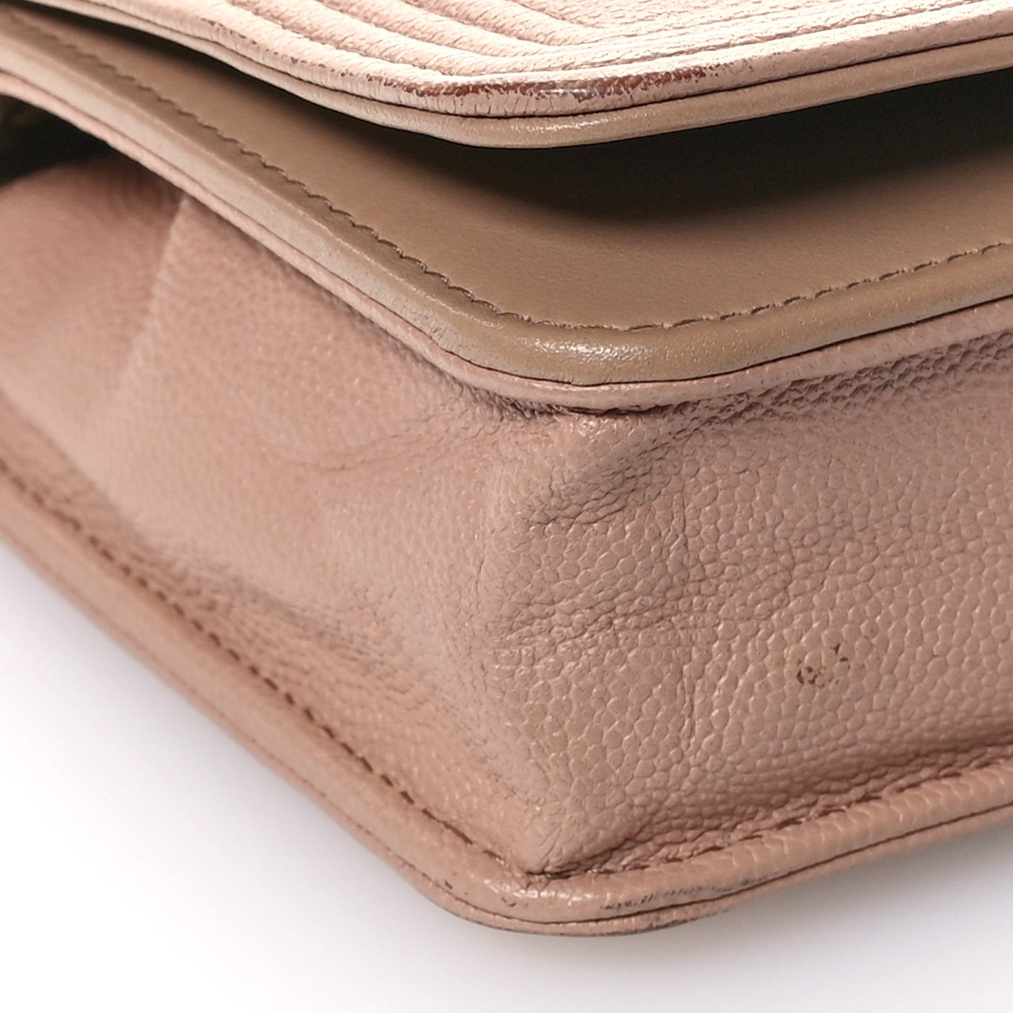 Caviar Quilted Boy Wallet On Chain WOC Dark Beige