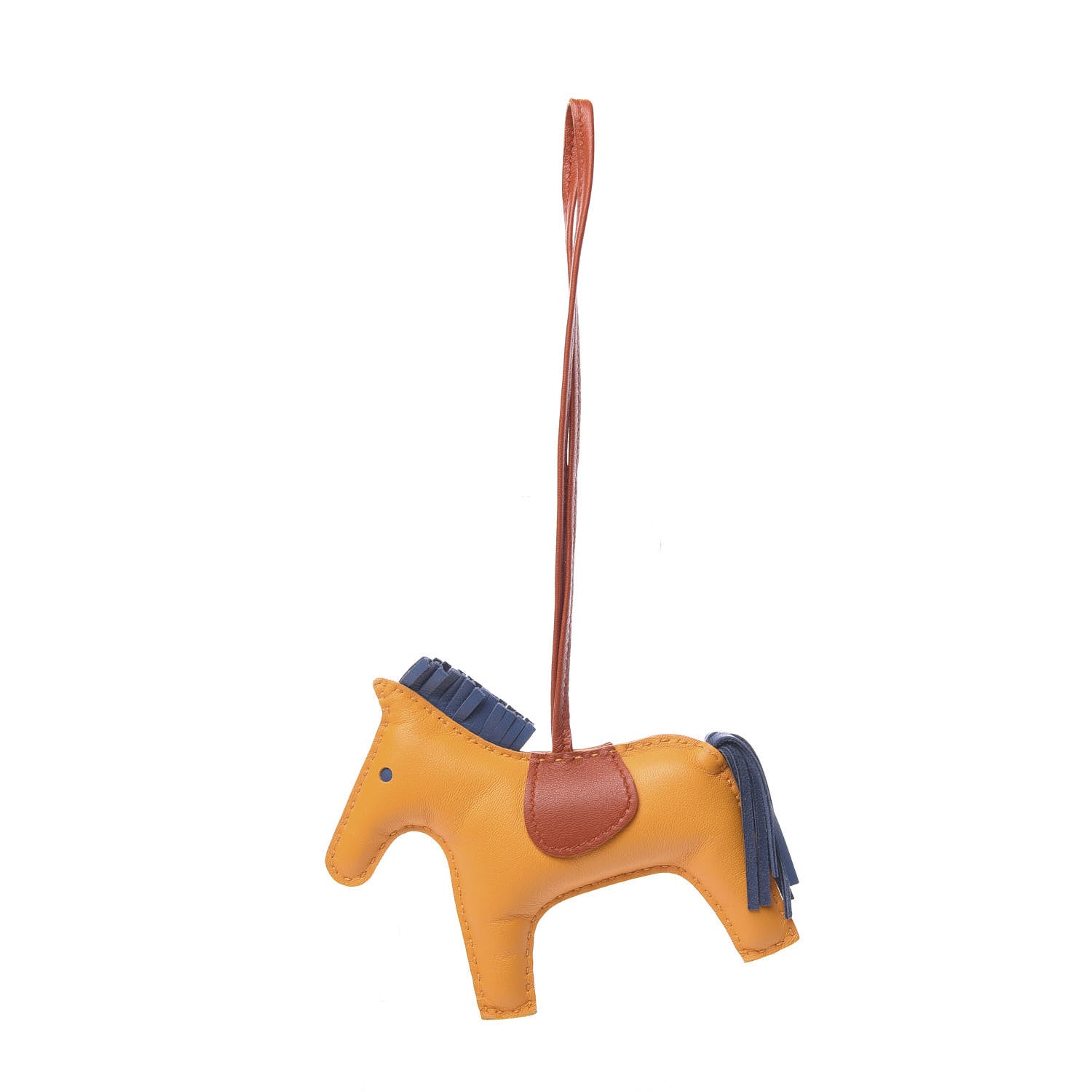 Hermes Milo Lambskin Grigri Rodeo Horse Bag Charm GM Jaune D'Or Bleu Agate Cornaline 1 of 4