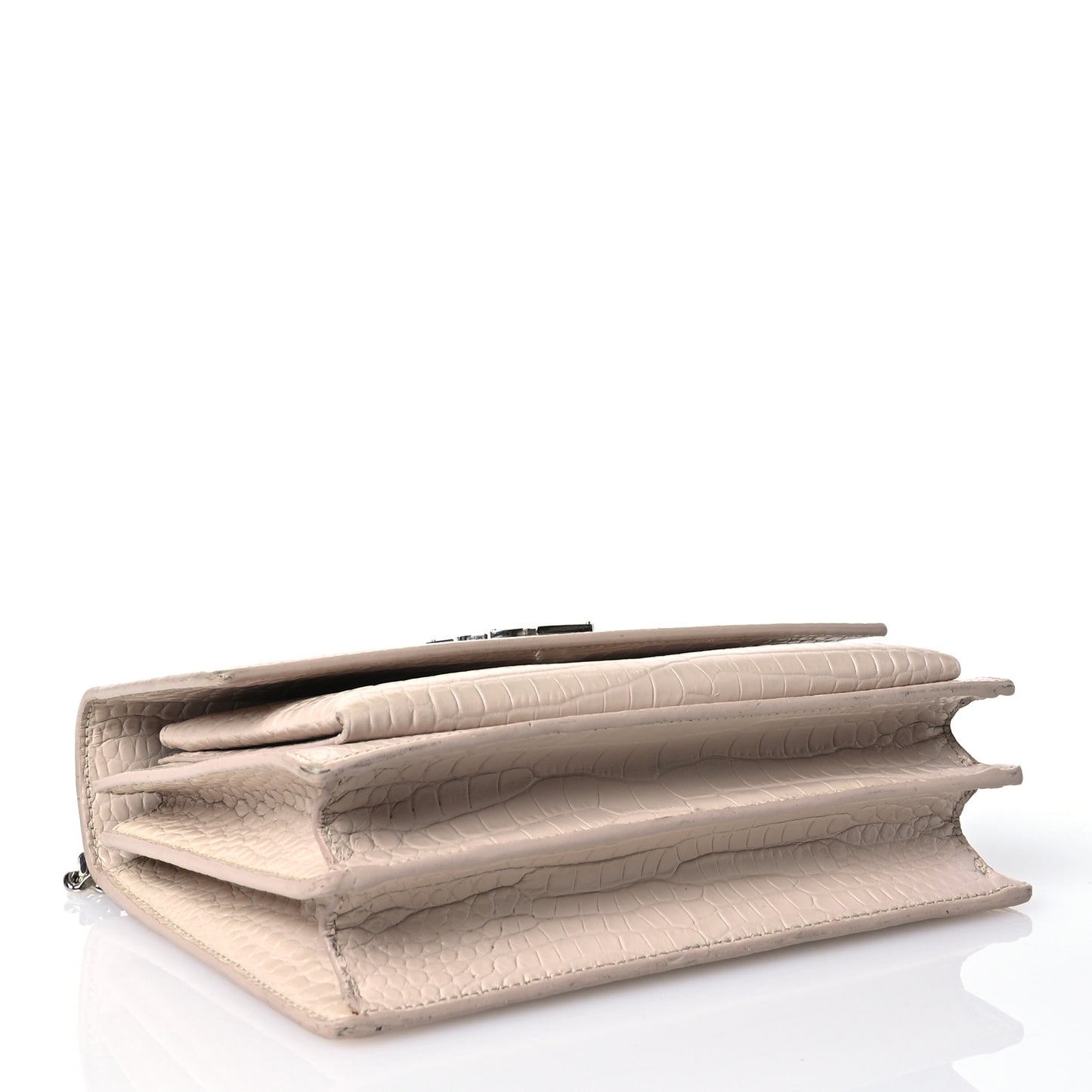 Calfskin Crocodile Embossed Medium Monogram Sunset Dark Beige