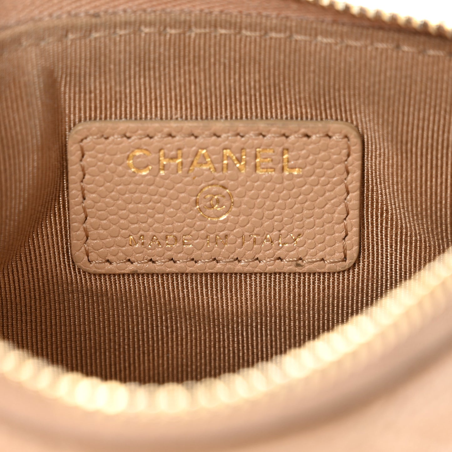 Caviar Quilted Small Cosmetic Case Beige