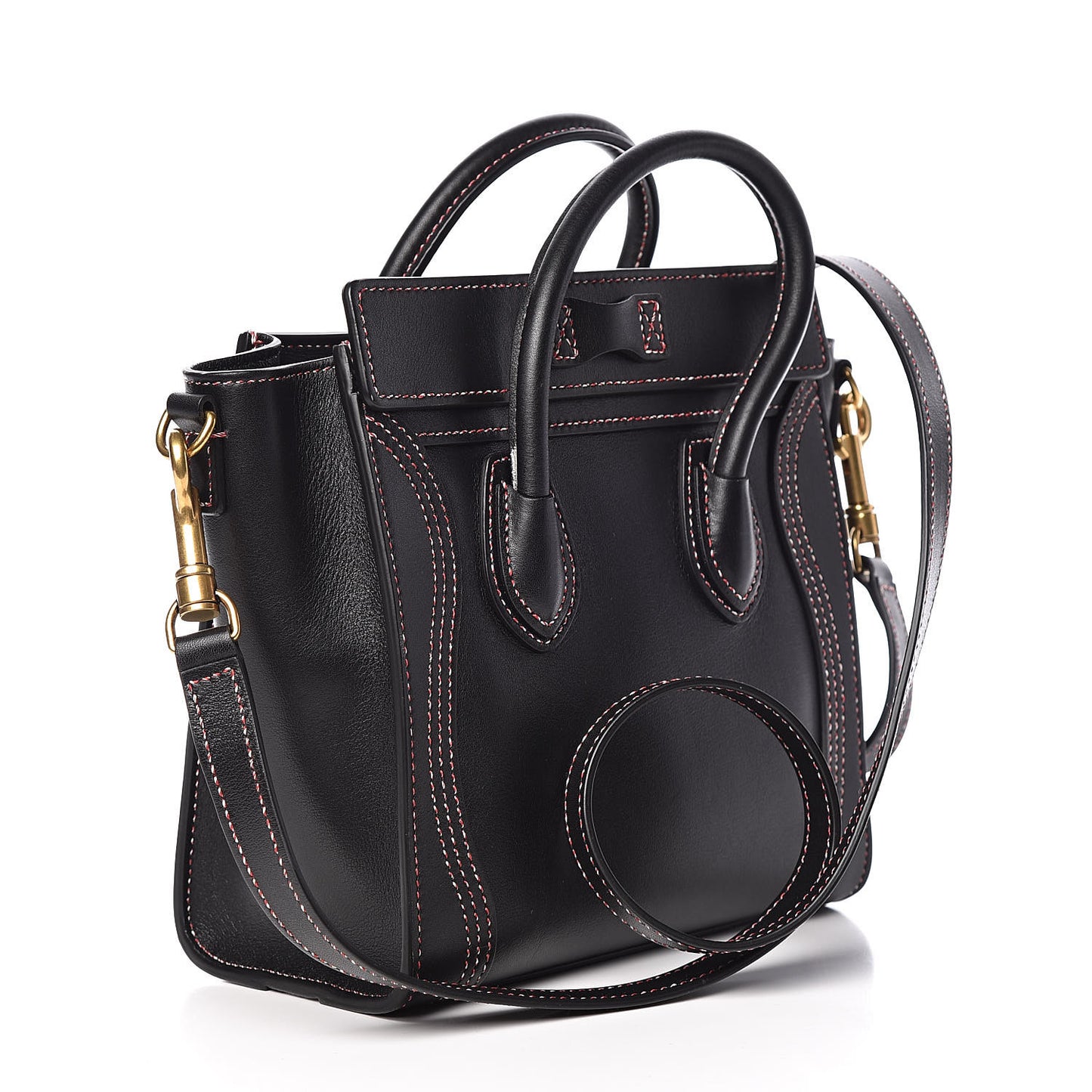 Smooth Calfskin Multicolor Stitch Nano Luggage Black