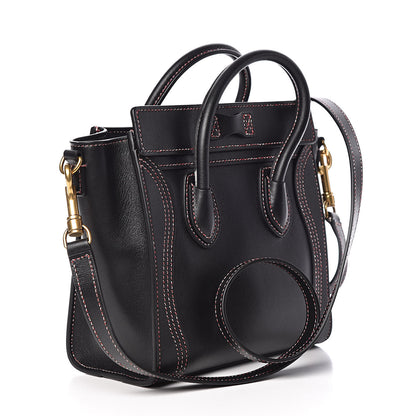 Celine Smooth Calfskin Multicolor Stitch Nano Luggage Black 3 of 13
