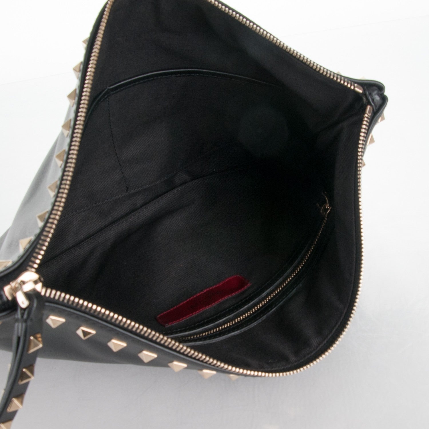 Valentino Garavani Vitello Large Rockstud Zip Wristlet Pouch Black 5 of 7