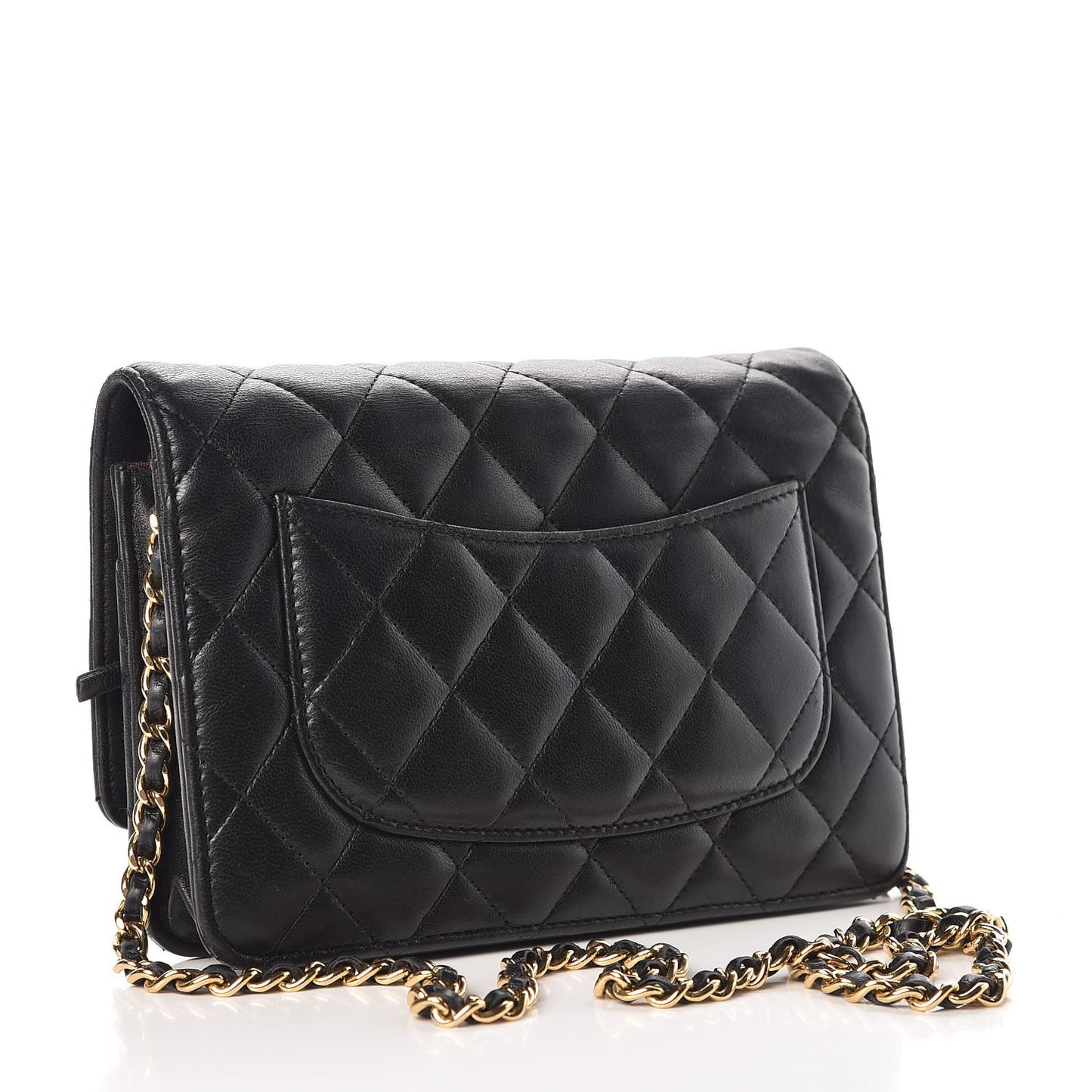 Lambskin Quilted Wallet On Chain WOC Black