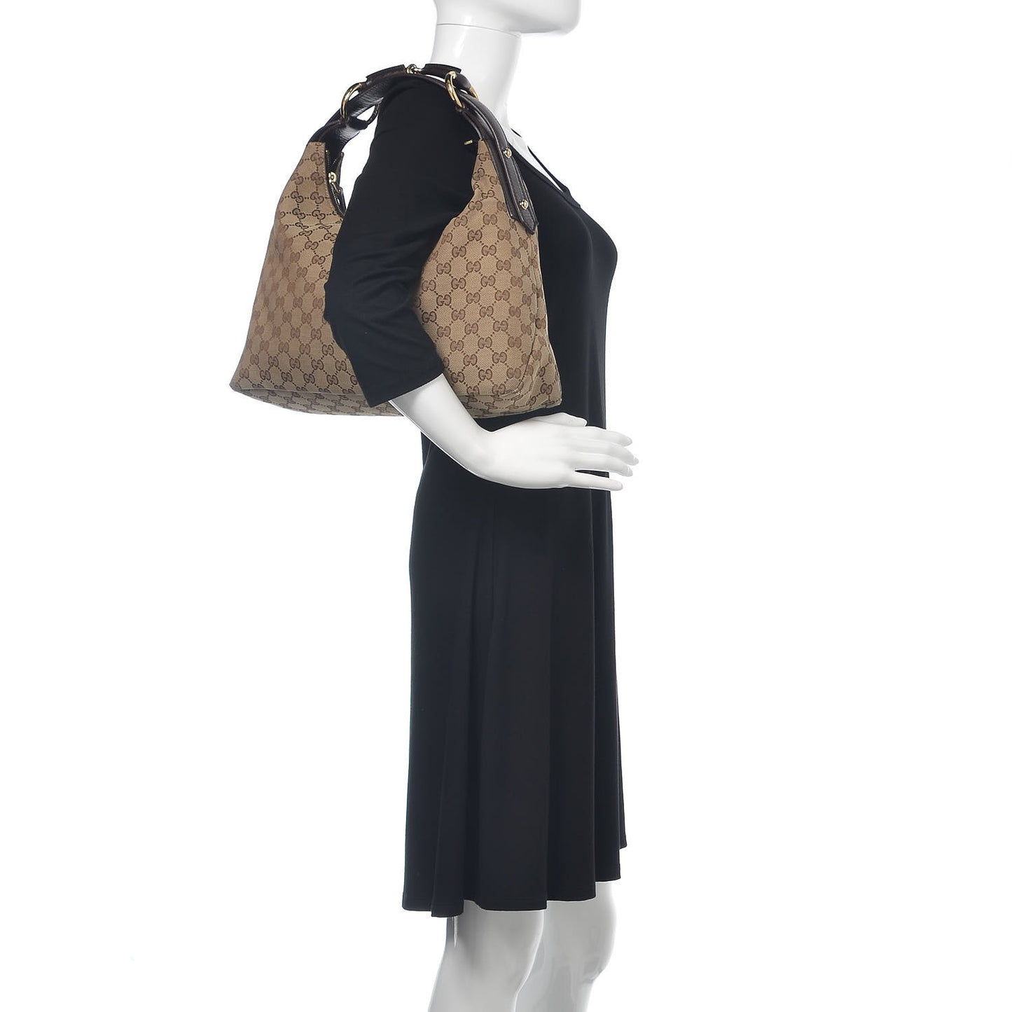 Monogram Medium Horsebit Chain Hobo Dark Brown
