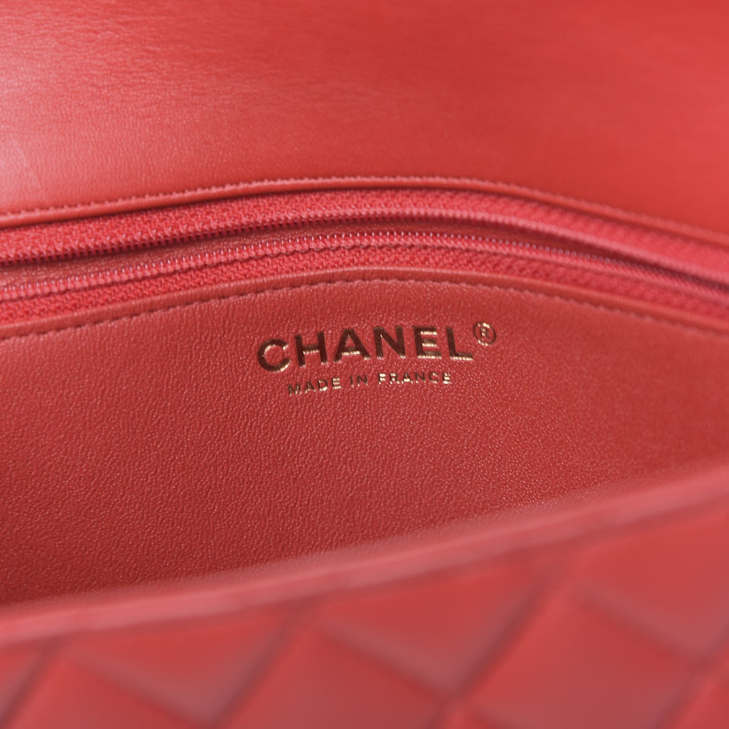 Lambskin Quilted Flap Clutch Red
