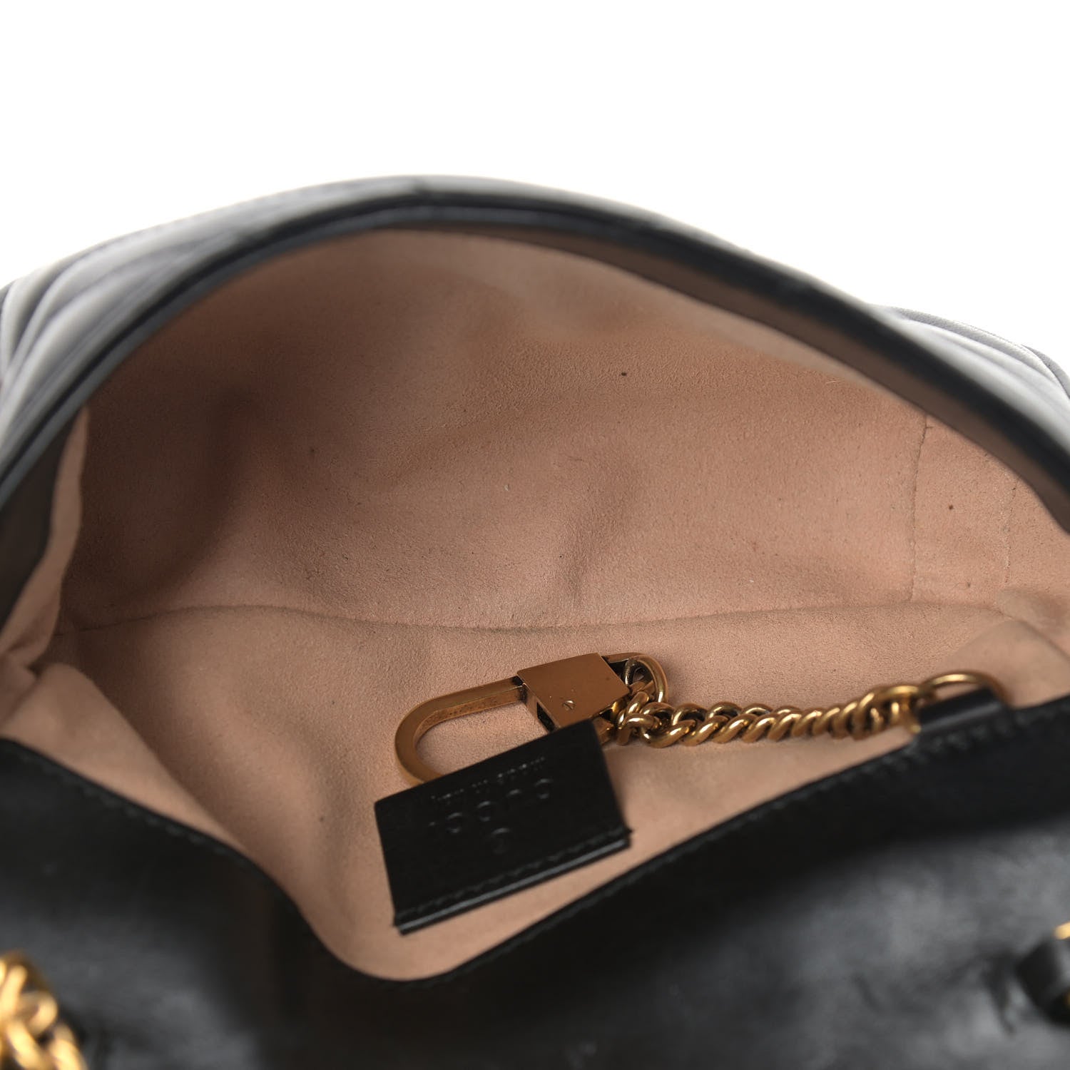 Gucci Calfskin Matelasse Super Mini GG Marmont Shoulder Bag Black 5 of 12