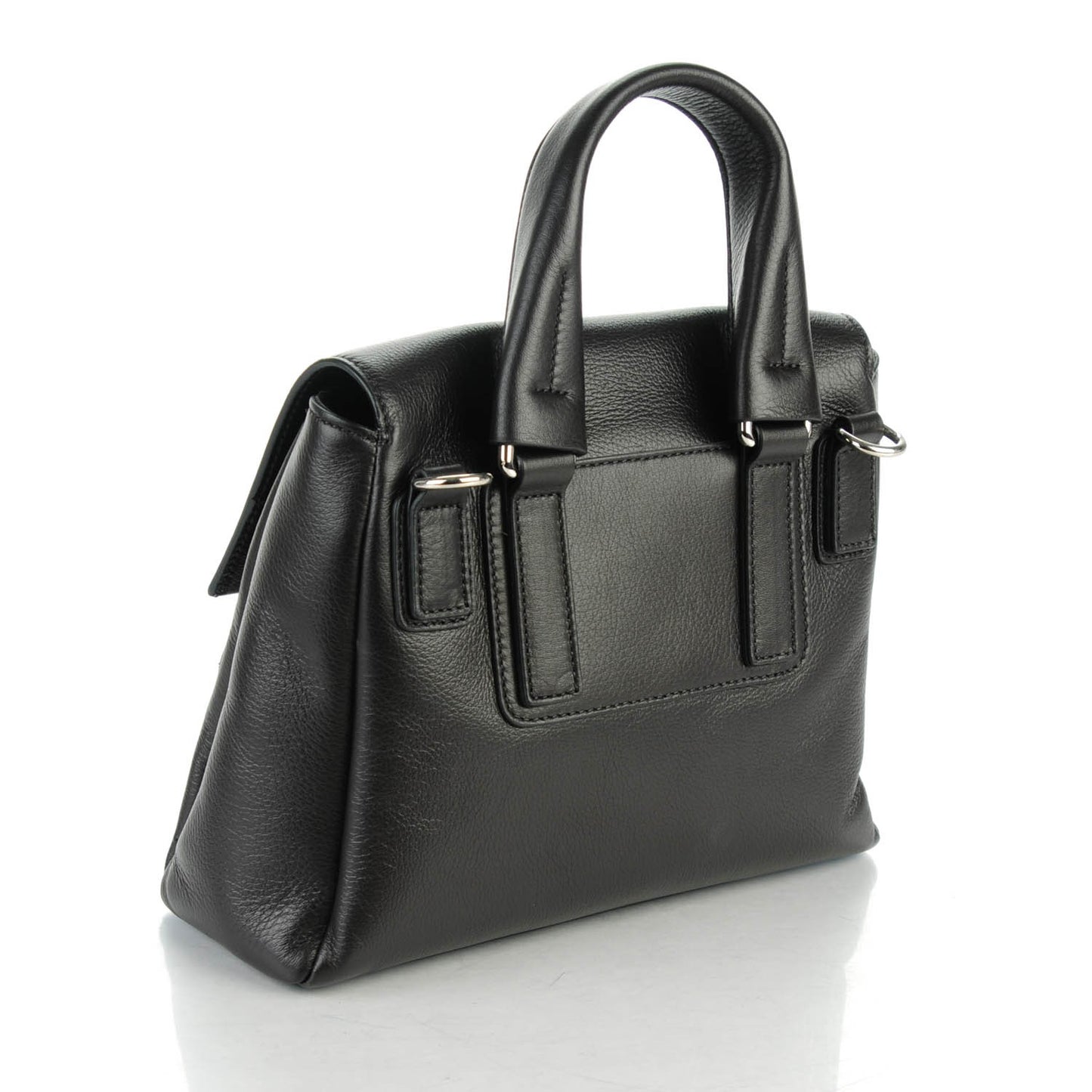 Waxy Grained Calfskin Mini Pandora Pure Flap Bag Black