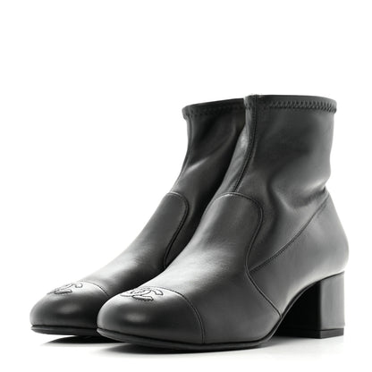 Chanel Stretch Lambskin Cap Toe CC Short Boots 37 Black 4 of 11