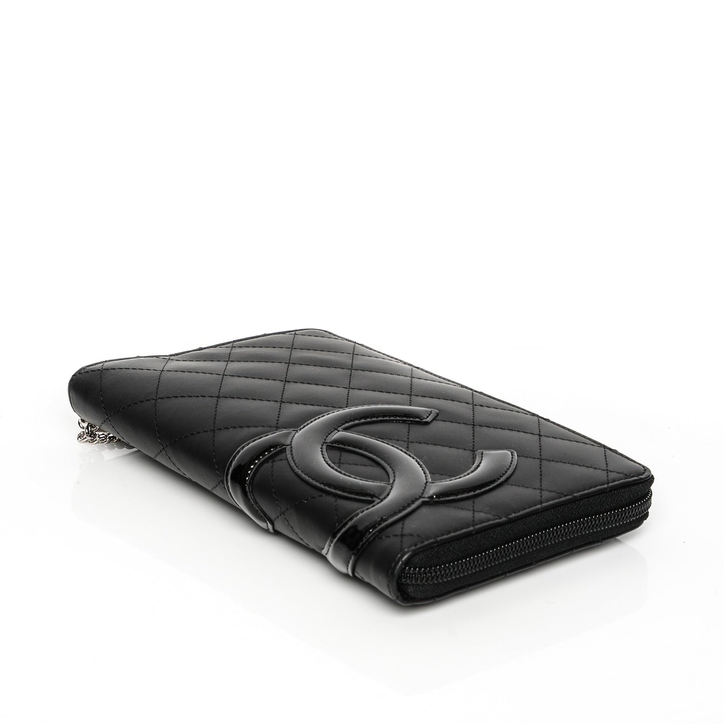 Calfskin Cambon Zip Around Organizer Wallet Black