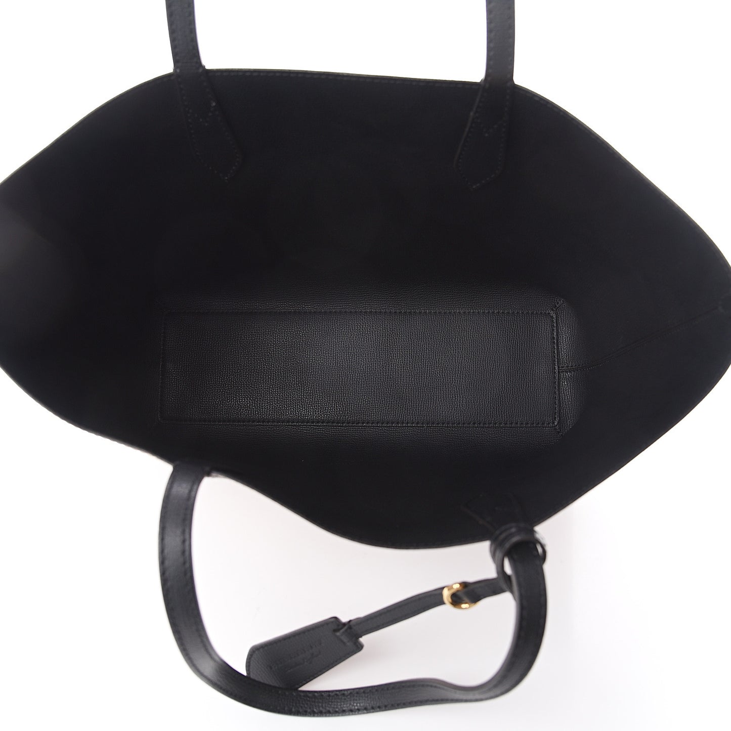 Grainy Calfskin Haymarket Check Medium Reversible Tote Black