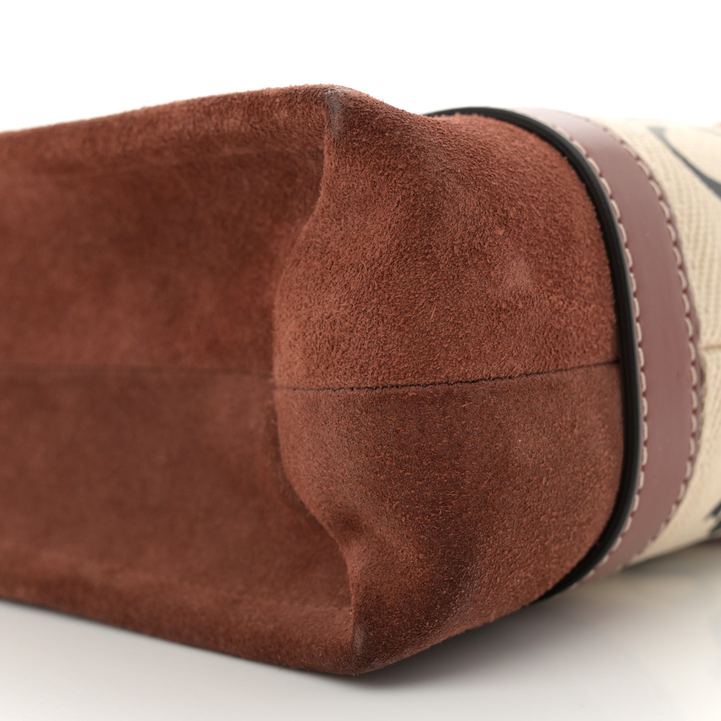 Suede Calfskin Small Woody Ribbon Tote Sepia Brown