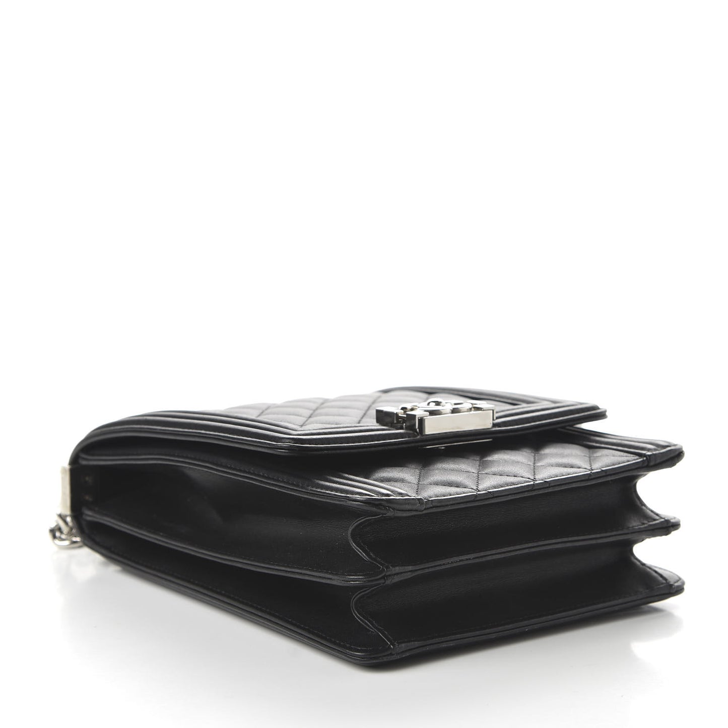 Calfskin Quilted North South Boy Flap Black