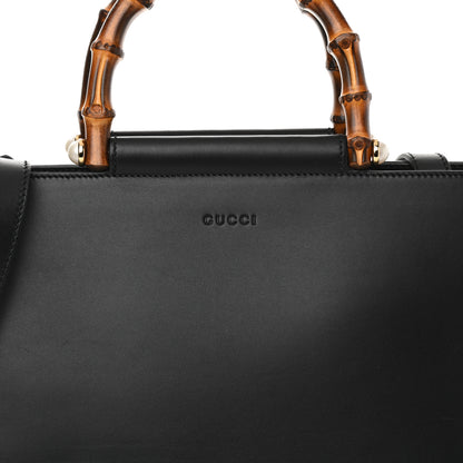 Gucci Nappa Bamboo Medium Nymphaea Top Handle Bag Black 8 of 12