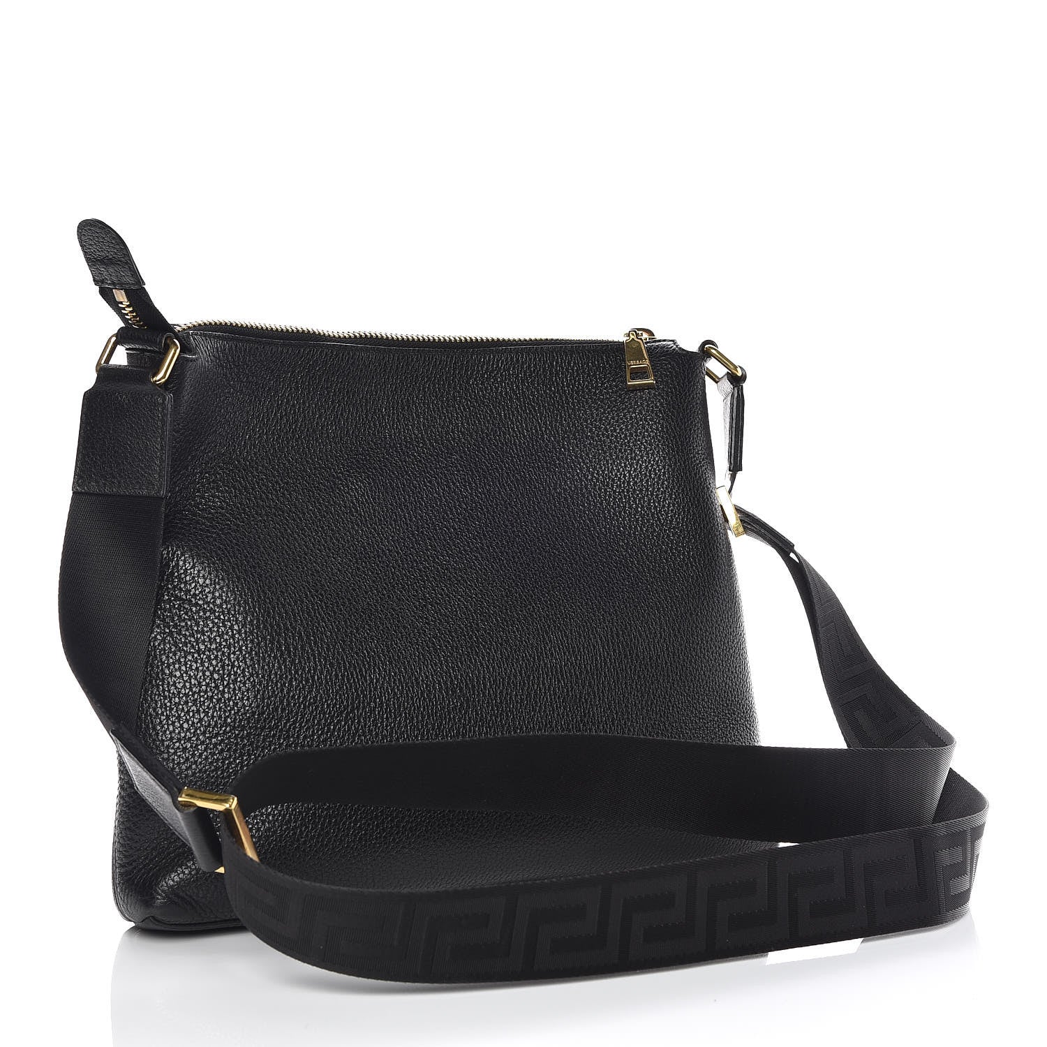 Versace Grained Calfskin Medusa Head Messenger Bag Black 3 of 9