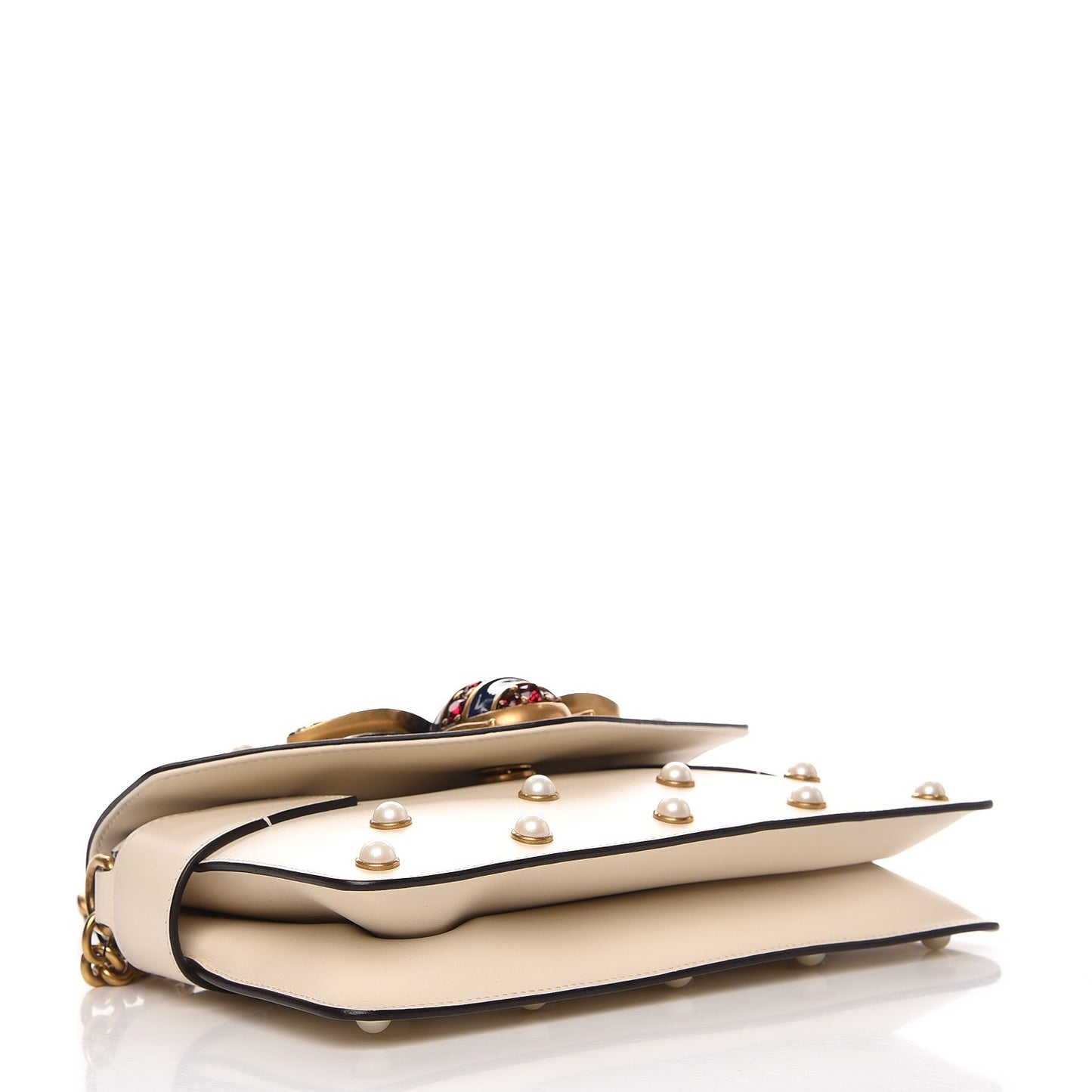 Nappa Pearl Studded Mini Queen Margaret Broadway Shoulder Bag Mystic White