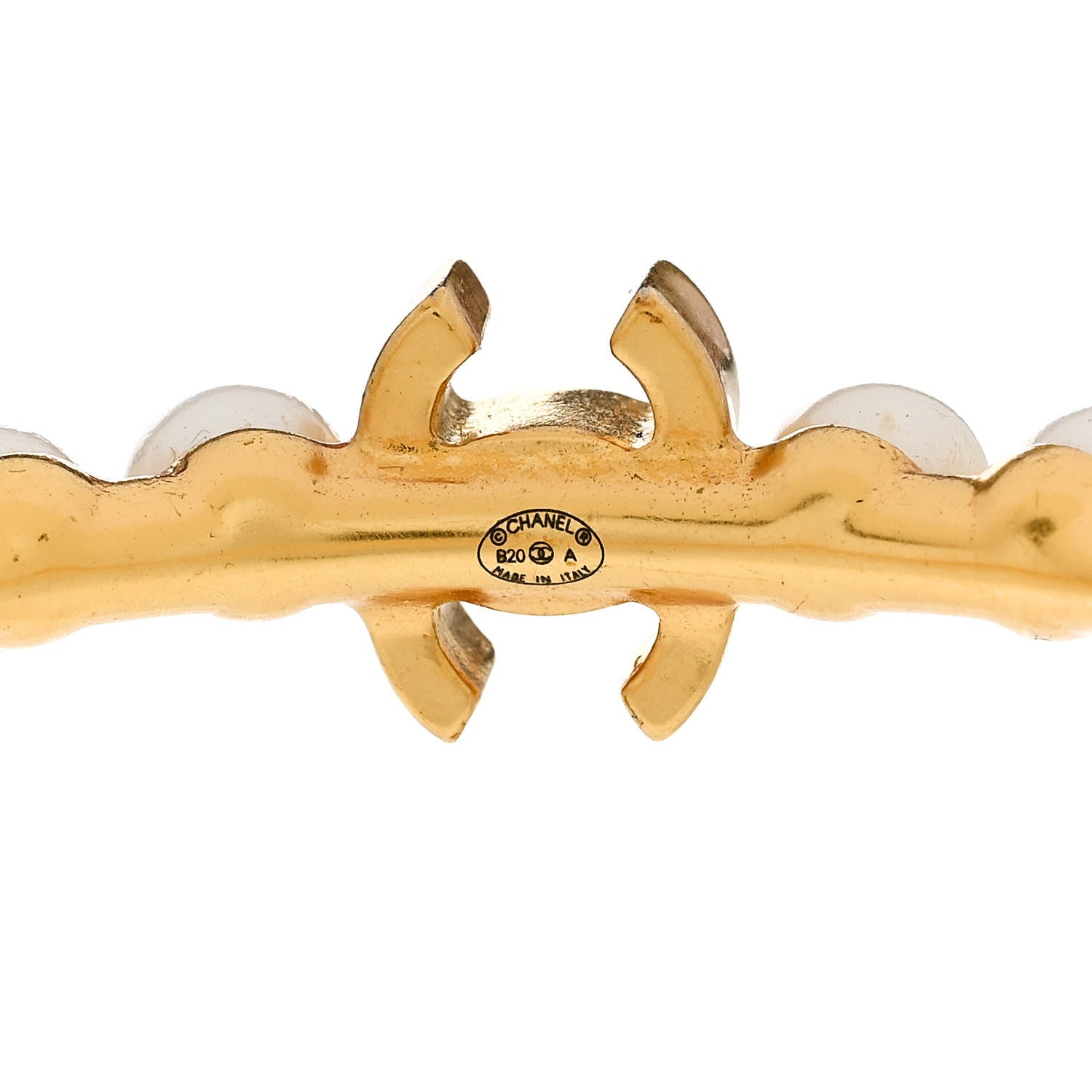 Chanel Pearl CC More Is More Hoop Earrings Gold 4 of 4