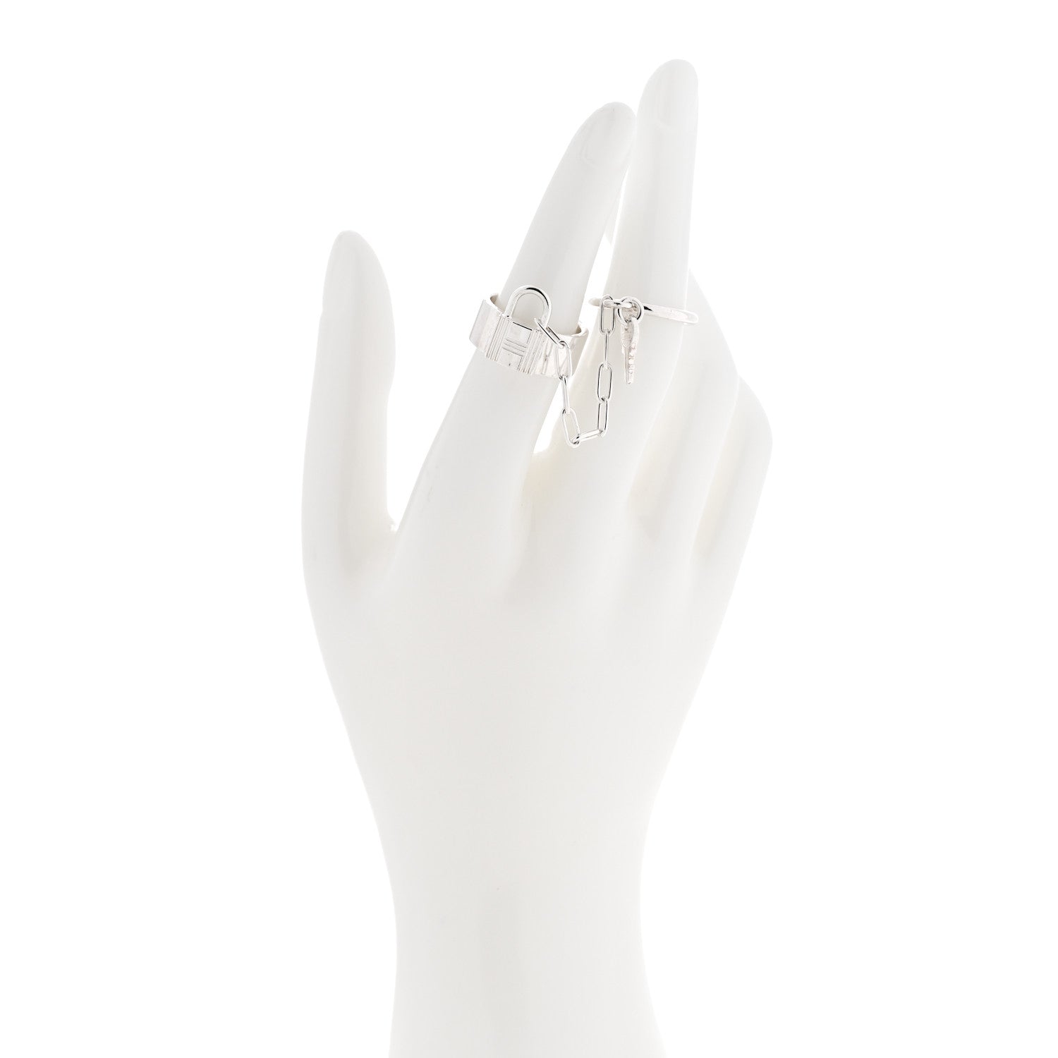 Hermes Sterling Silver Alpha Kelly Double Ring 52 6 2 of 8
