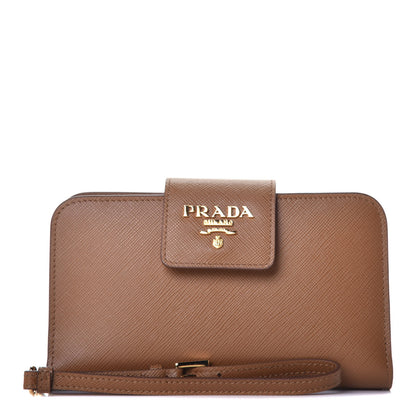 Prada Saffiano Metal Wristlet Caramel 1 of 8