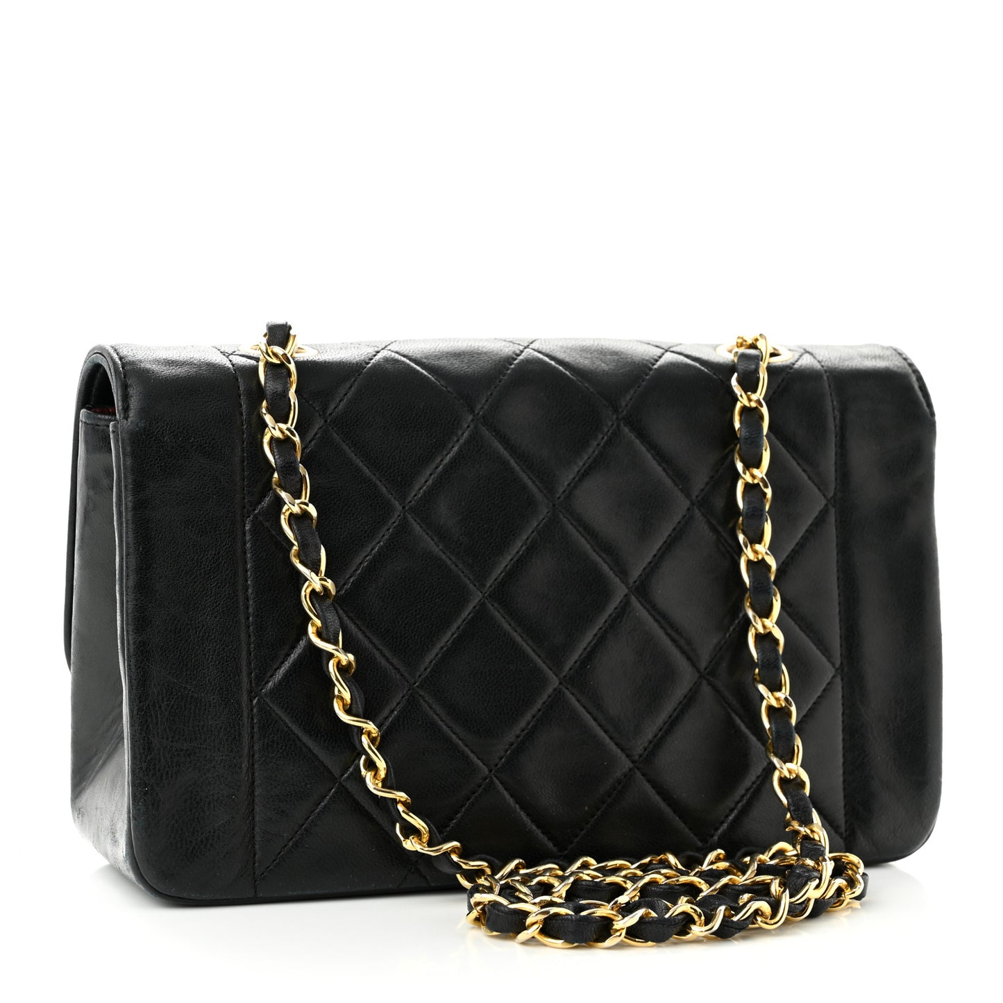 Lambskin Quilted Small Single Flap Bag Black