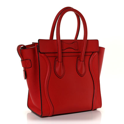 Celine Drummed Calfskin Micro Luggage Red 2 of 9