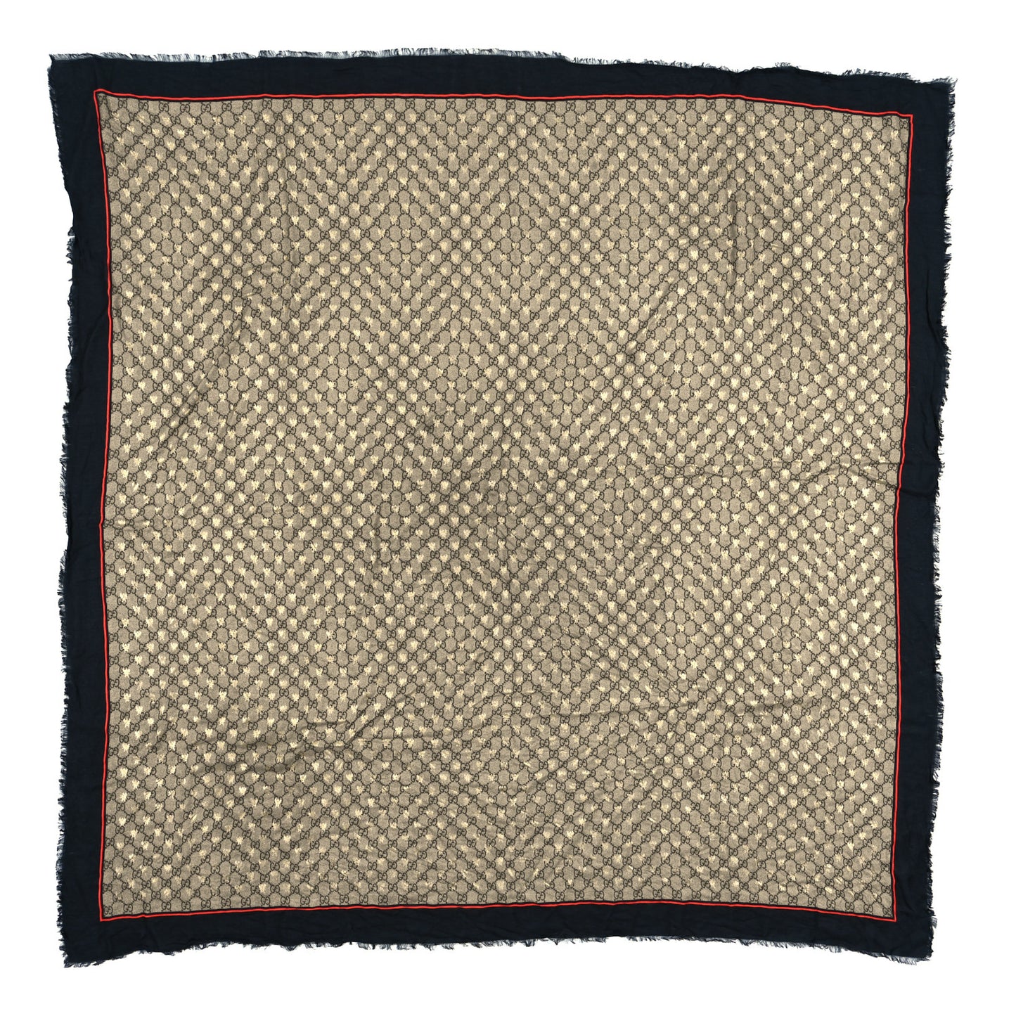 Modal Silk GG Monogram Big Bee GG Shawl Black Red