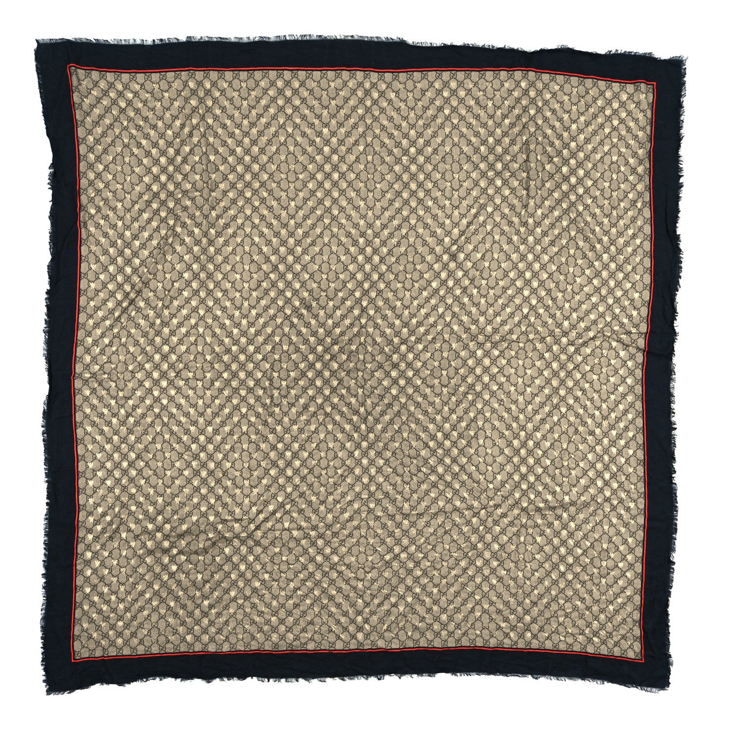 Gucci Modal Silk GG Monogram Big Bee GG Shawl Black Red 1 of 5