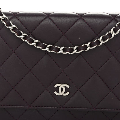 Chanel Lambskin Quilted Wallet On Chain WOC Purple 16 of 23