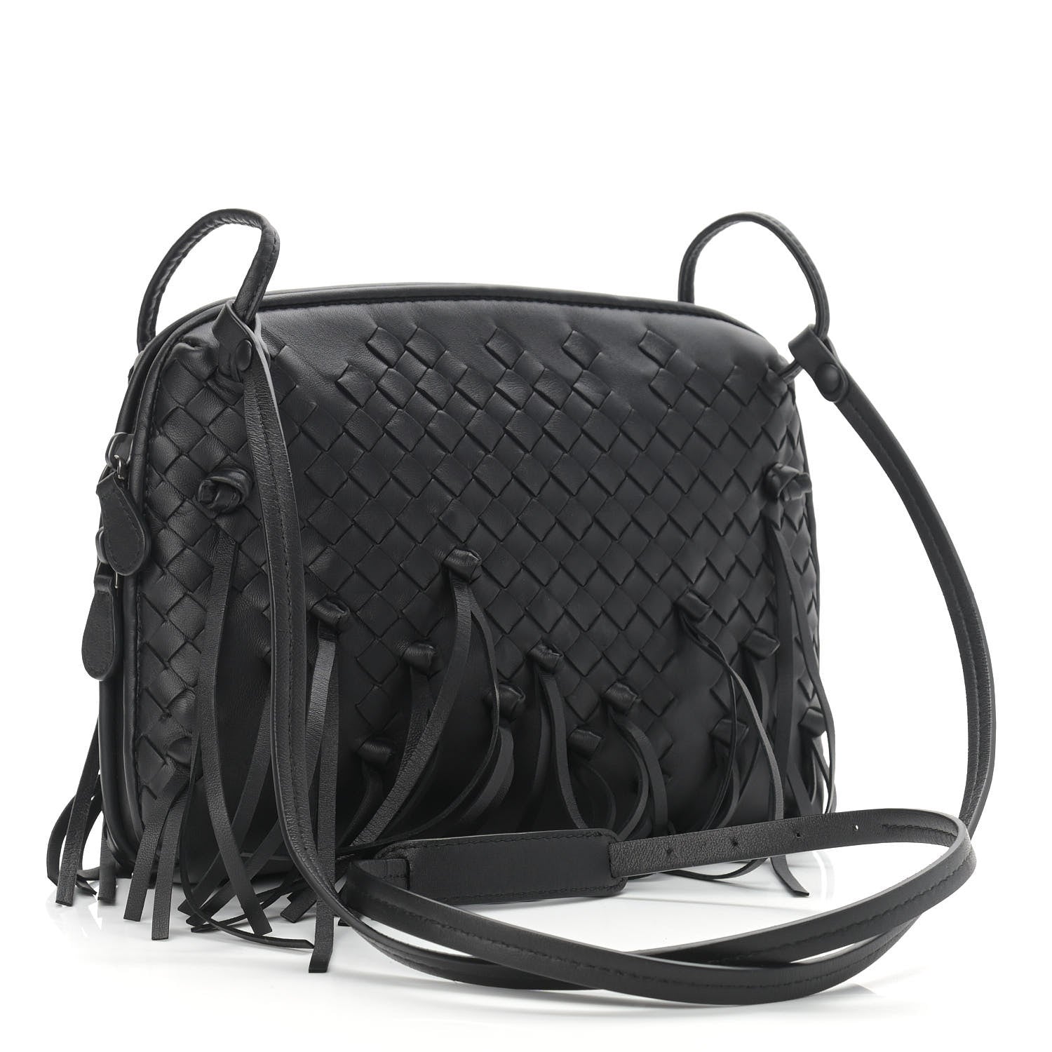 Bottega Veneta Nappa Intrecciato Fringe Nodini Crossbody Messenger Black 3 of 10