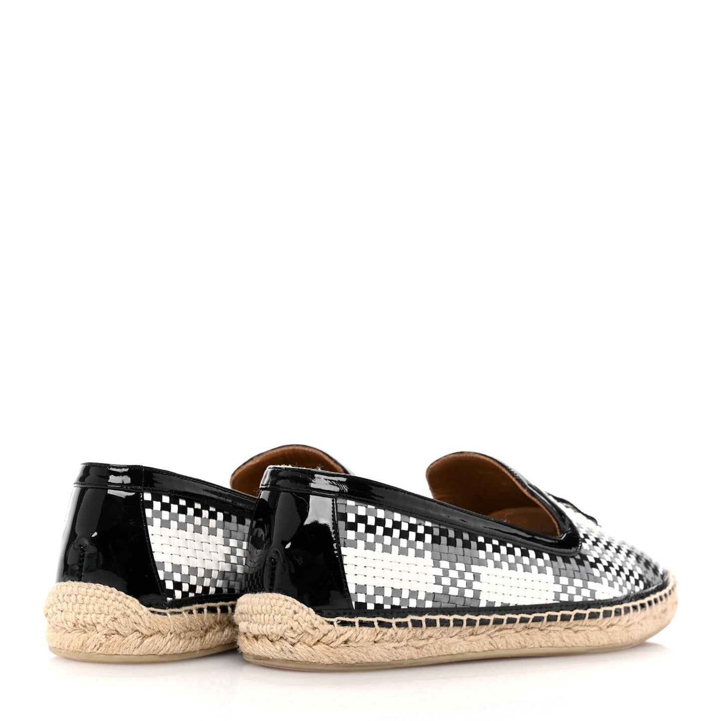Patent Calfskin Reflective Tresse Nanou Ivy Orlato Espadrilles 39 White Black Grey
