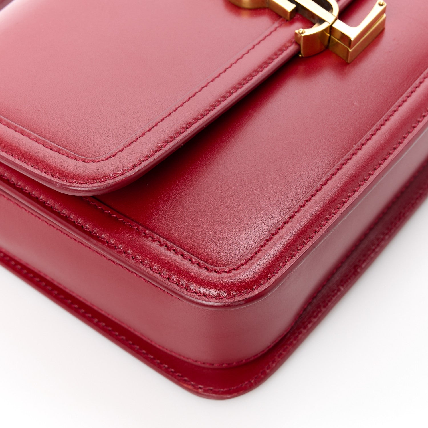 Saint Laurent Box Calfskin Monogram Medium Solferino Satchel Rouge Opyum 10 of 11