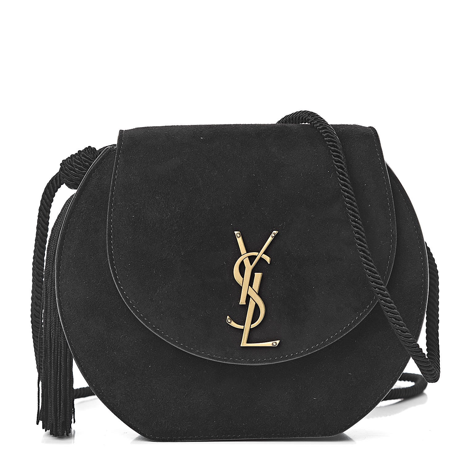 Saint Laurent Suede Tassel Demie Lune Minaudiere Black 1 of 10