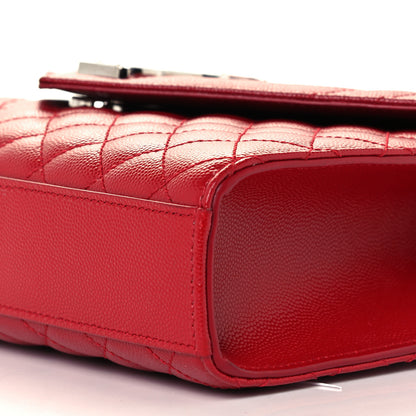 Saint Laurent Grain De Poudre Textured Mixed Matelasse Triquilt Medium Monogram Satchel New Red 11 of 12
