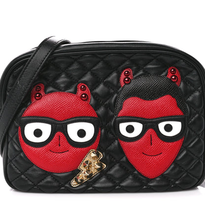 Dolce & Gabbana Lambskin Quilted Devil Patch Glam Crossbody Black 7 of 10