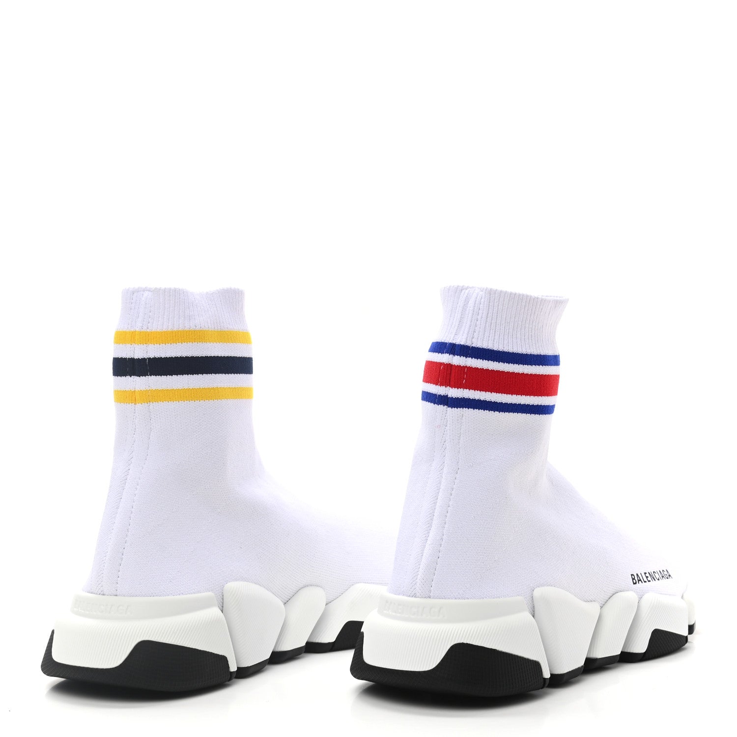 Balenciaga Technical 3D Recycled Knit Striped Womens Speed 2.0 Sneakers 39 White Multicolor 4 of 8