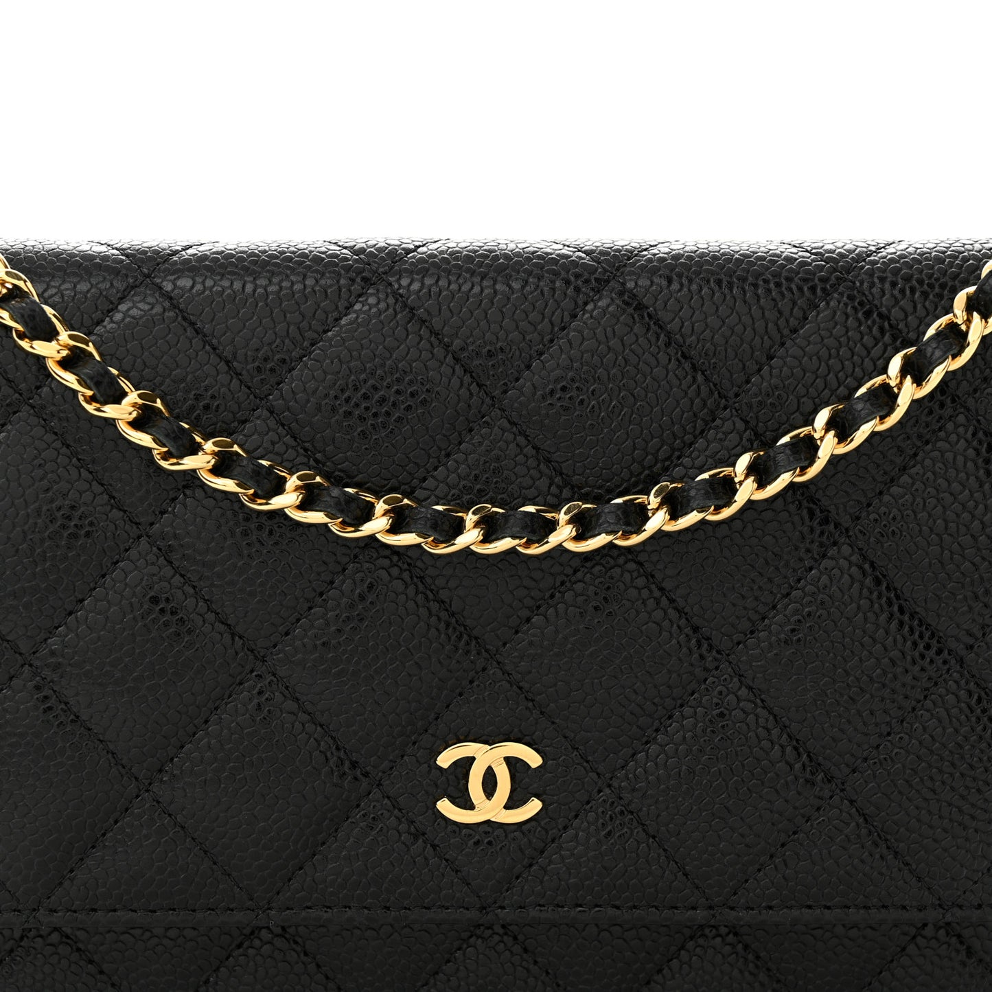 Caviar Quilted Wallet on Chain WOC Black