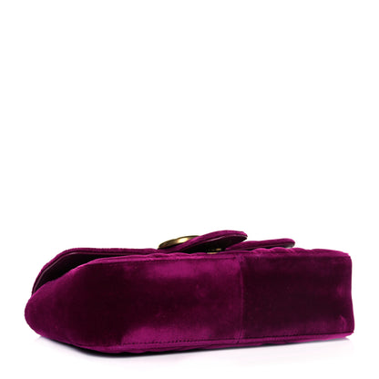 Gucci Velvet Matelasse Mini GG Marmont Shoulder Bag Fuchsia Violet Cyclamen 4 of 12