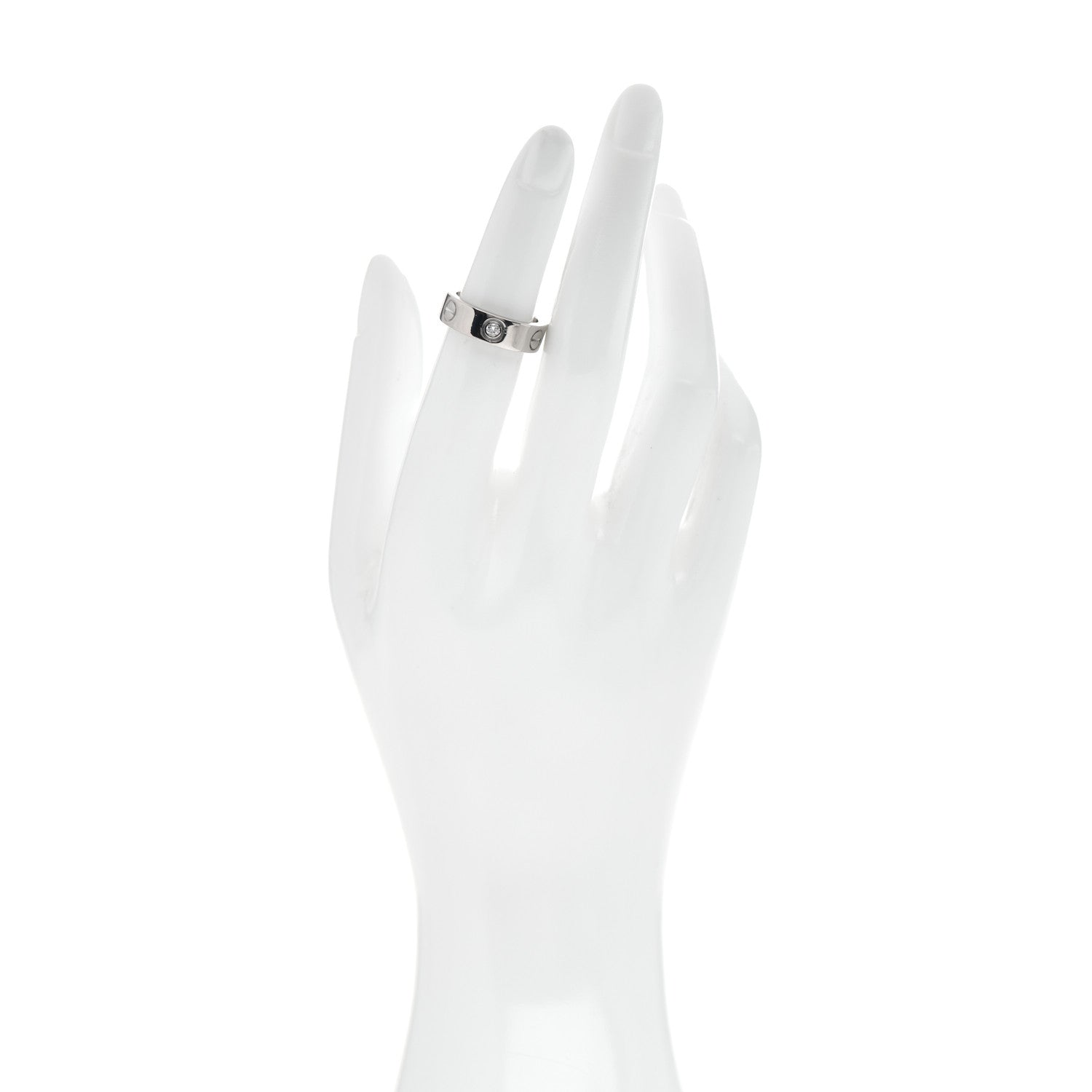 Cartier 18K White Gold 3 Diamond 5.5mm LOVE Ring 49 5 2 of 5