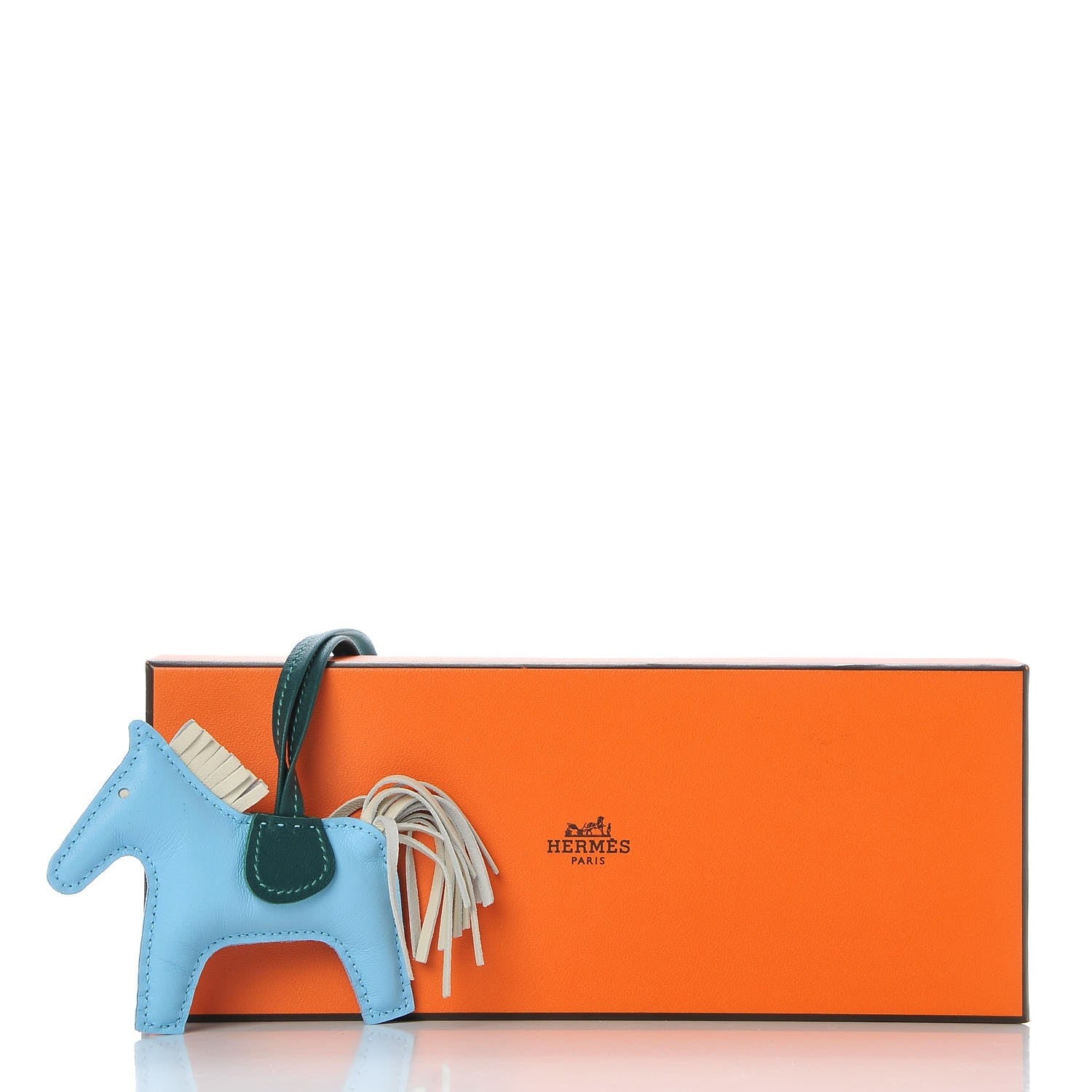 Hermes Milo Lambskin Grigri Rodeo Horse Bag Charm PM Celeste Malachite Craie 4 of 4