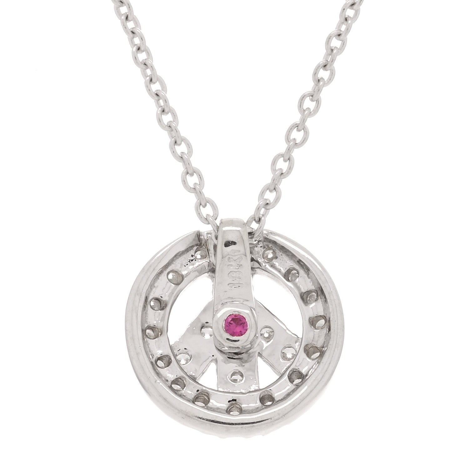 Roberto Coin 18K White Gold Diamond Tiny Treasures Small Peace Sign Necklace 4 of 4