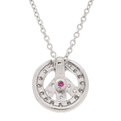 Roberto Coin 18K White Gold Diamond Tiny Treasures Small Peace Sign Necklace 4 of 4