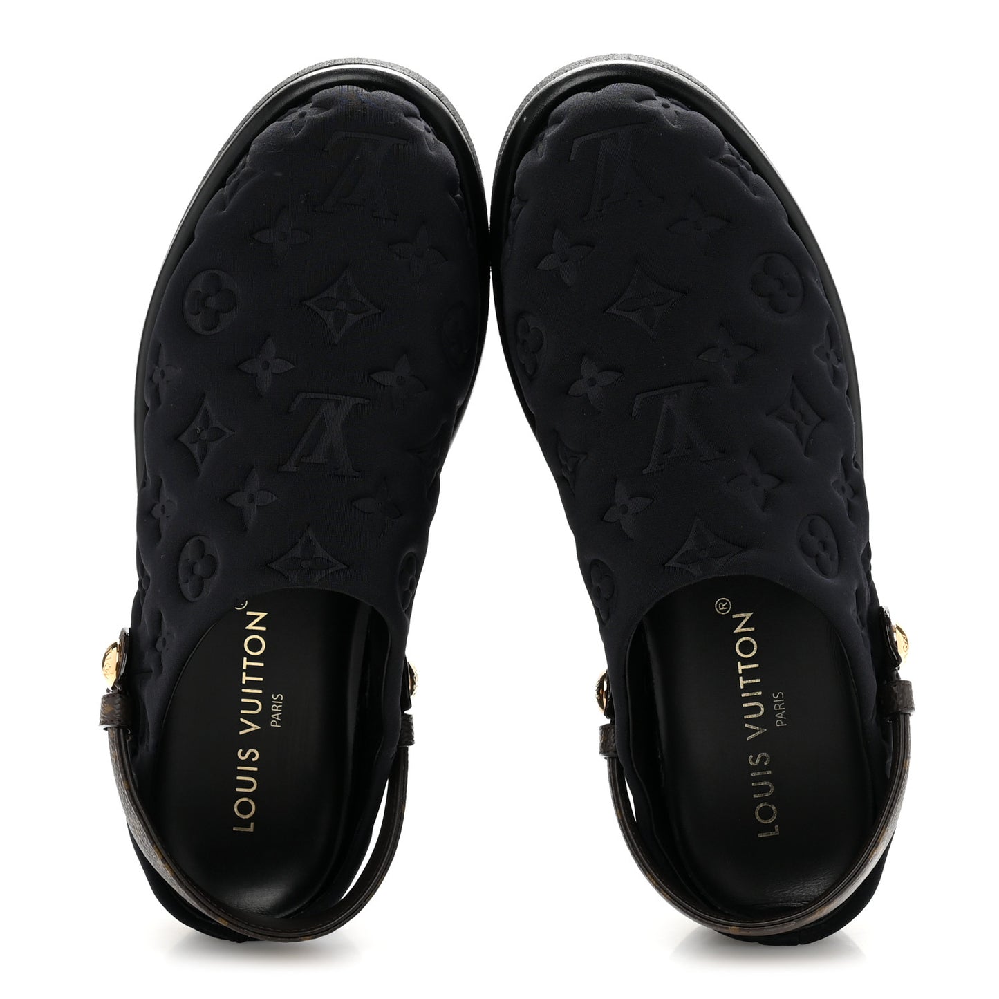 Nylon Embossed Monogram Aspen Platform Clog Mules 39.5 Black