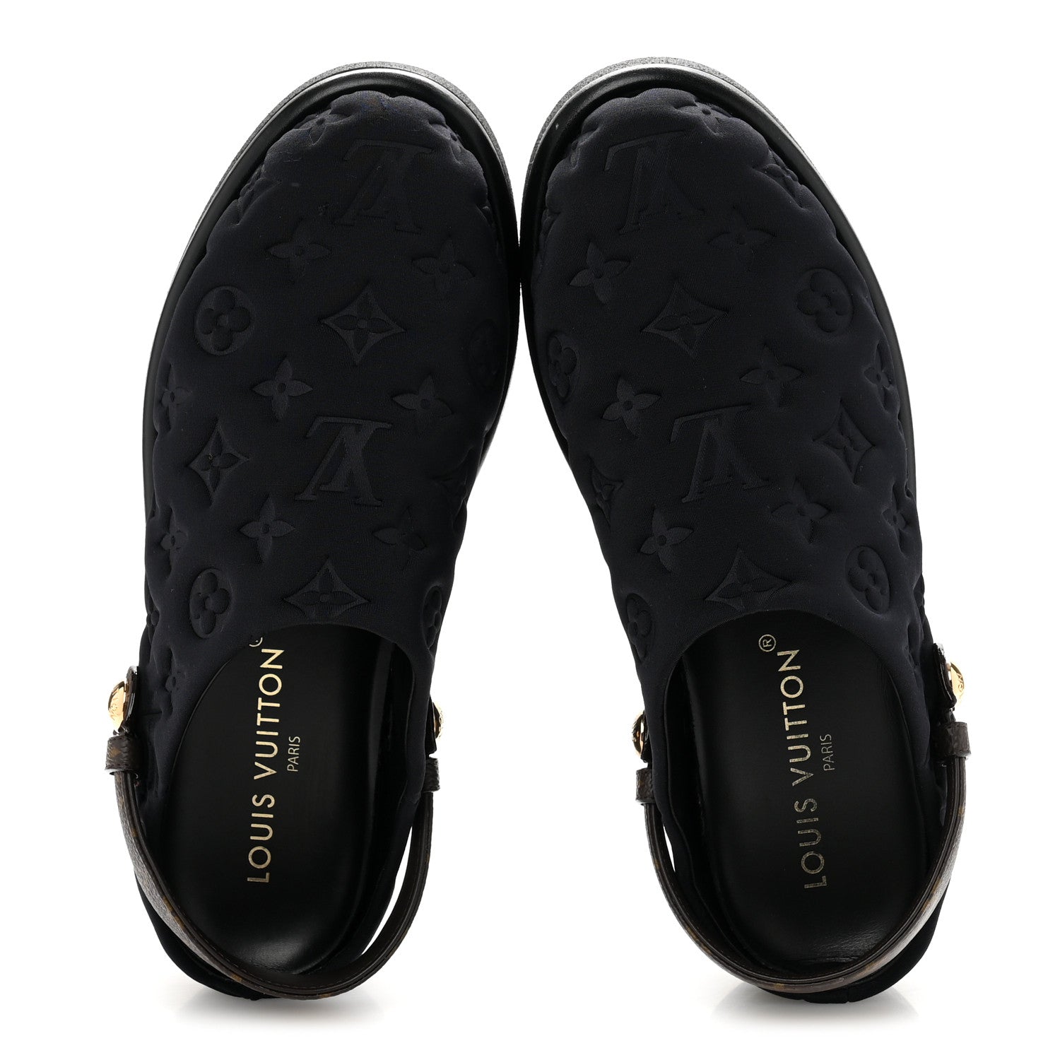 Louis Vuitton Nylon Embossed Monogram Aspen Platform Clog Mules 39.5 Black 2 of 11