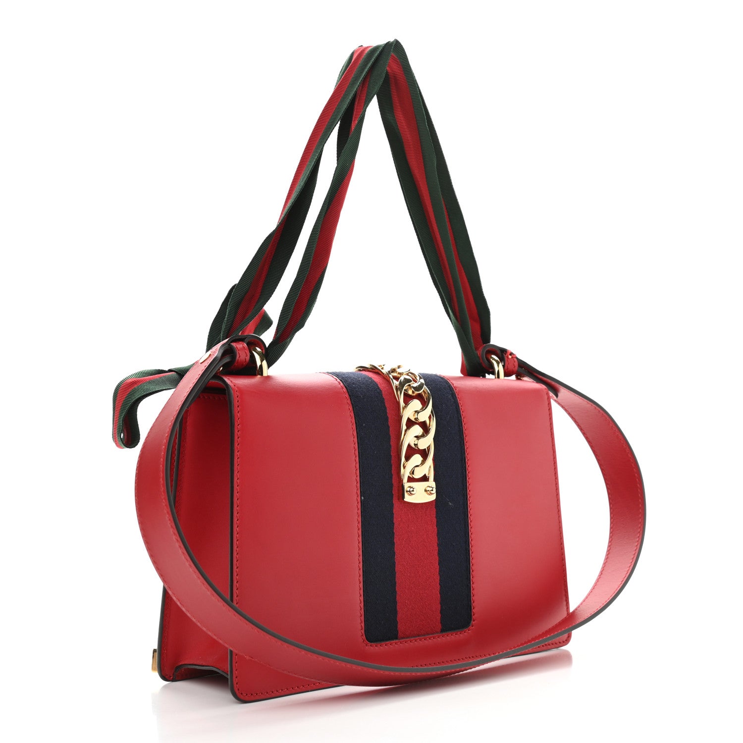 Gucci Calfskin Small Sylvie Shoulder Bag Hibiscus Red 3 of 9
