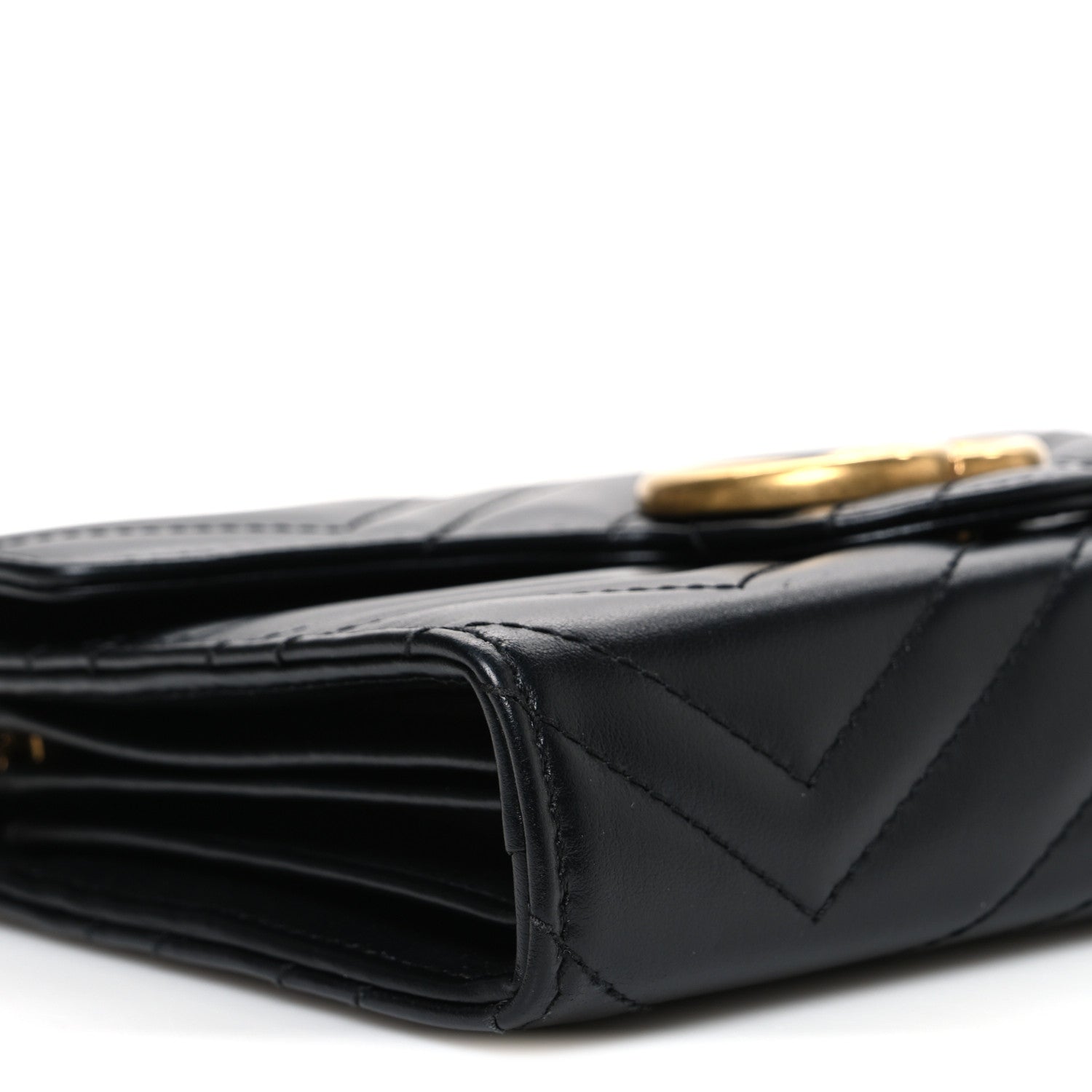 Gucci Calfskin Matelasse GG Marmont Chain Wallet Black 9 of 11