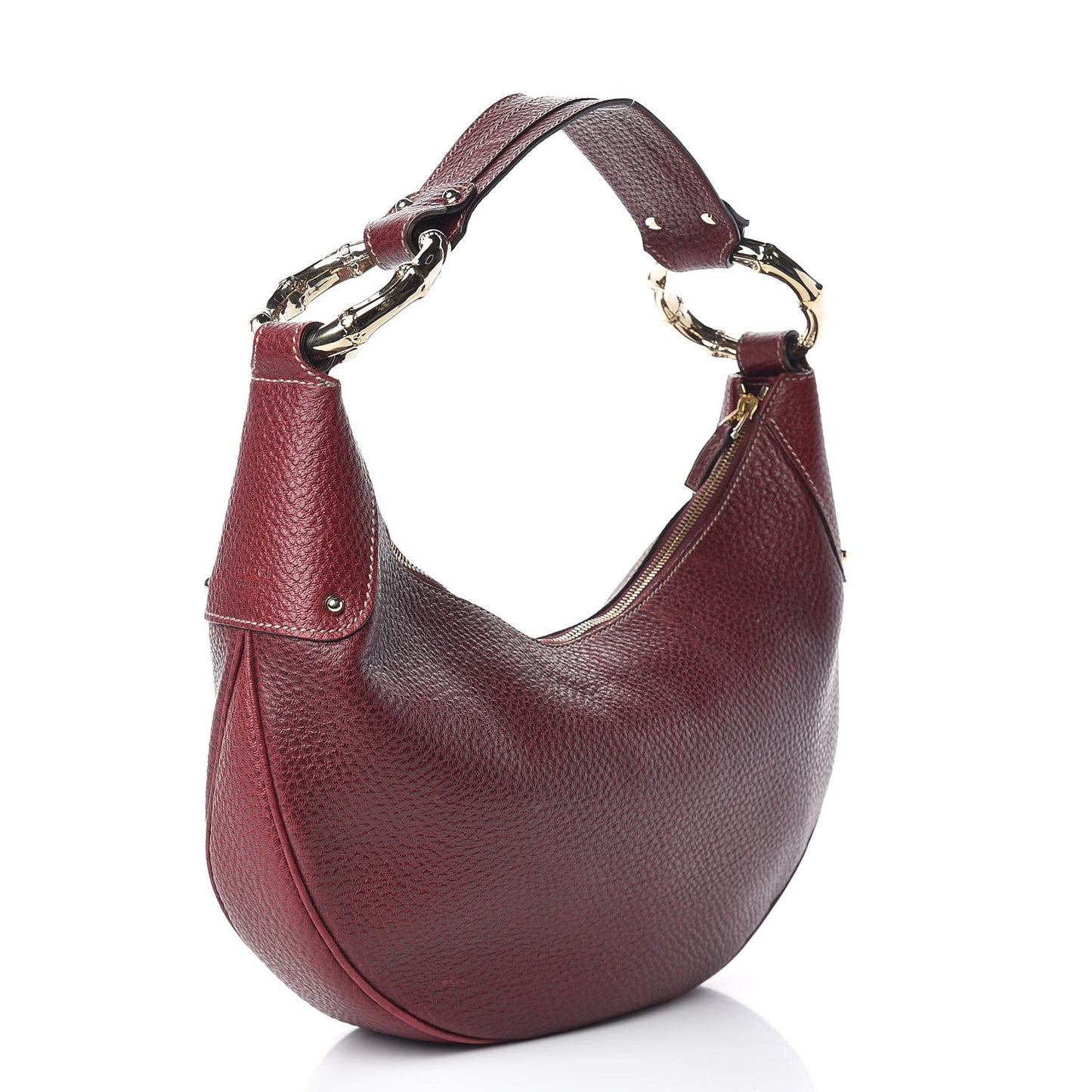 Calfskin Bamboo Ring Hobo Aubergine